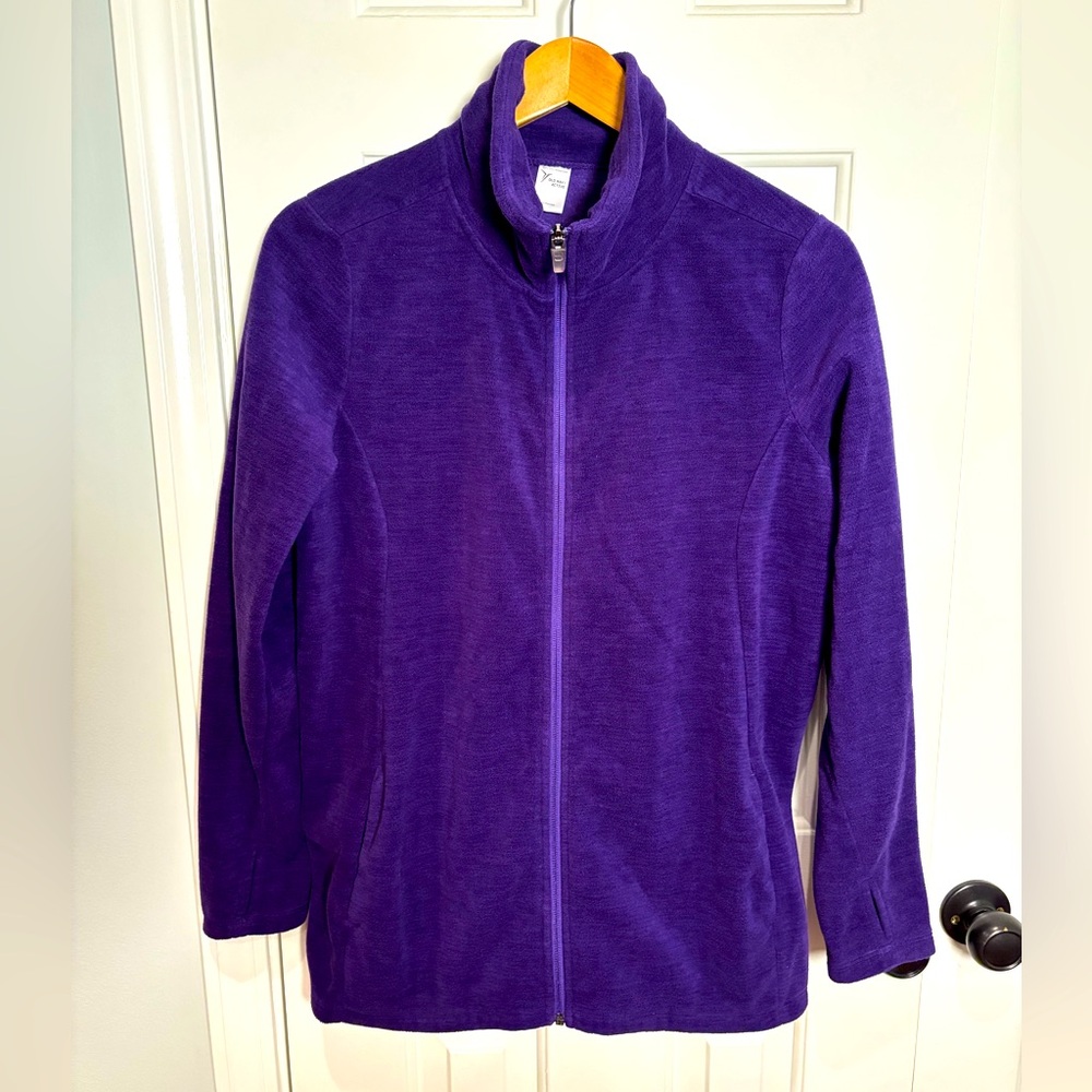 Old Navy Active Maternity Zip Up Fleece with Thumb Holes and Pockets, Purple, M